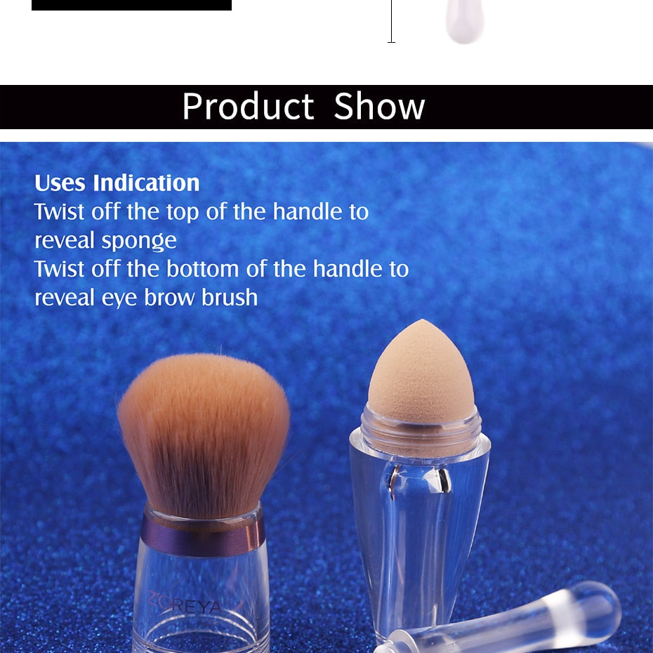 Zoreya Travel 3in1 Multipurpose Portable Makeup Brush